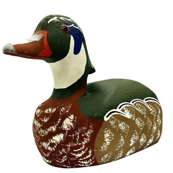 J.C Edwards Wooden Mallard And Drake Half Ducks Decoy/ Decoration Bookend - Picture 3 of 12